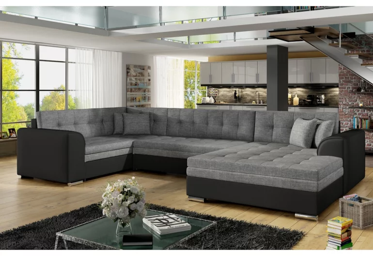 Ausziehbares Sofa DARINA, U-Form, 340x73x190, ontario 21/soft 11, recht