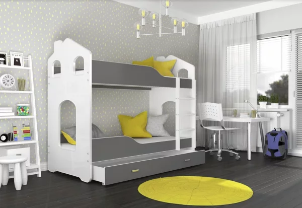 Etagenbett für Kinder PATRIK Häuschen + Matratze + Lattenrost - KOSTENLOS