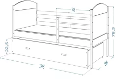 Dětská rozkládací postel MATES P2 color + matrace + rošt ZDARMA