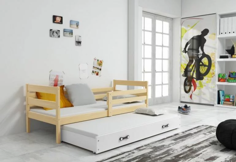 Kinderbett RAFAL 2 + Matratze + Lattenrost - KOSTENLOS, 80x190 cm, Kiefer, weiß