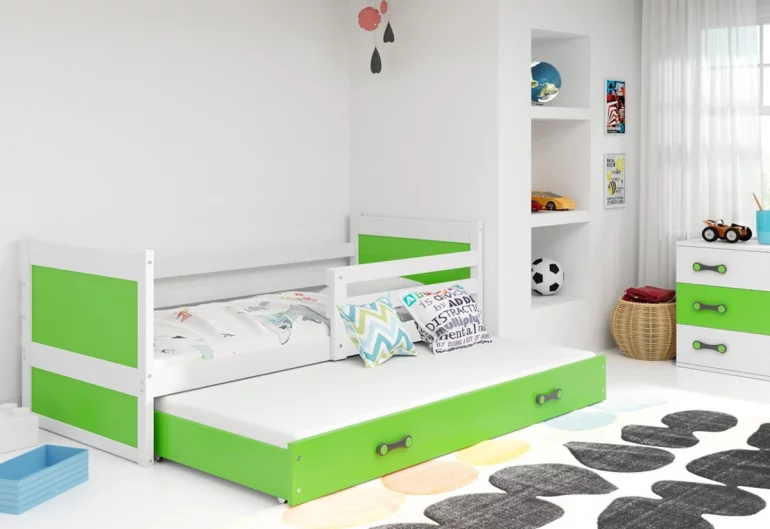 Kinderbett FIONA 2 + Matratze + Lattenrost - KOSTENLOS, 80x190 cm, weiß, grün