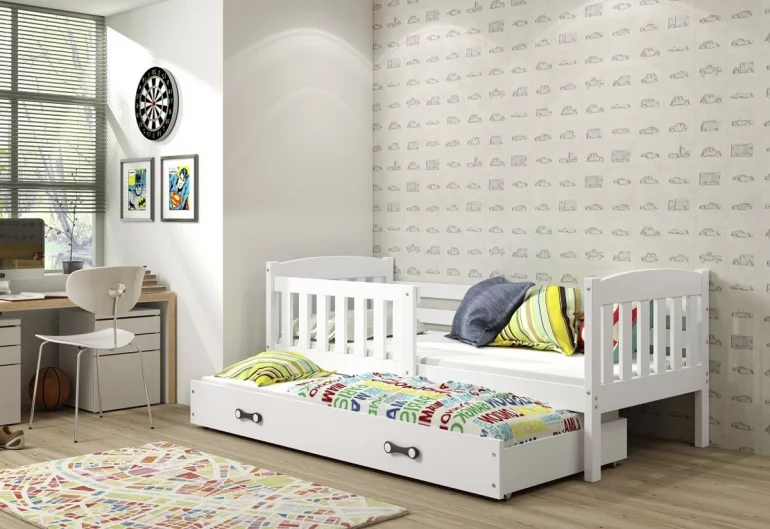 Kinderbett FLORENT 2 + Matratze + Lattenrost - KOSTENLOS, 80x190, weiß, weiß