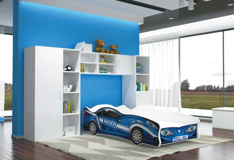 Kinderbett AUTO FLASH + Matratze + Lattenrost - KOSTENLOS, 80x160, MUSTER 11 Car 997