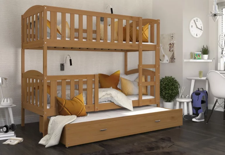 Etagenbett für Kinder mit Ausziehbett KUBA 3 + Matratze + Lattenrost - KOSTENLOS