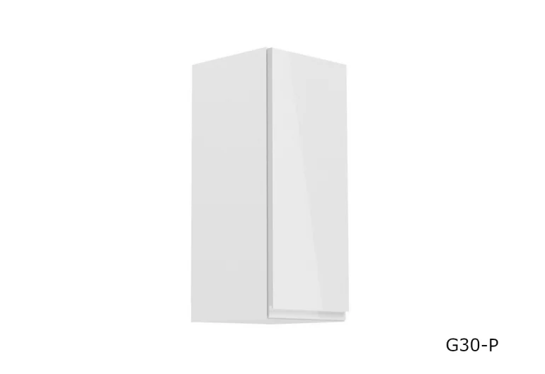 Schmaler Oberküchenschrank YARD G30, 30x72x32, weiß/grau  Glanz, links