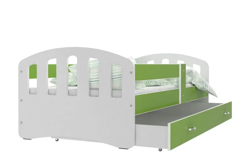 Kinderbett GLÜCKSKIND farbig + Matratze + Lattenrost - KOSTENLOS, 160x80, weiß/grün