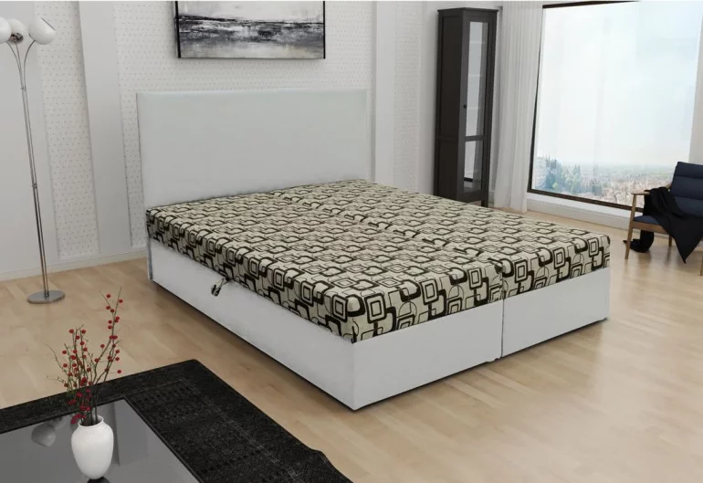 Manželská postel THOMAS včetně matrace, 140x200, Dolaro 511 bílý/Siena 555