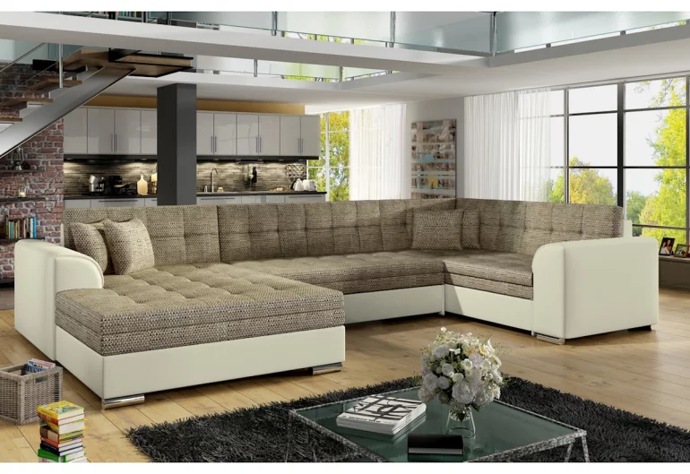 Ausziehbares Sofa DARINA, U Form, 340x73x190, berlin 03/soft 33, link