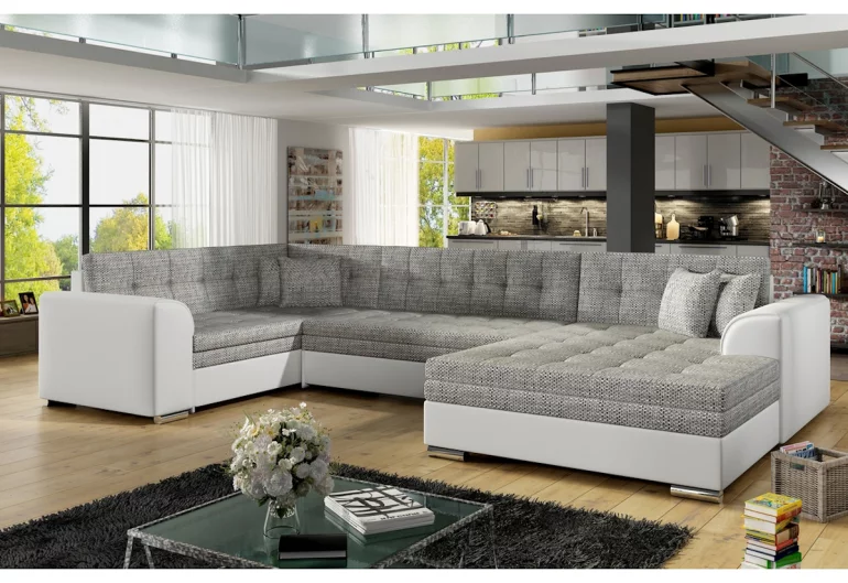 Ausziehbares Sofa DARINA, U-Form, 340x73x190, berlin 01/soft 17, recht