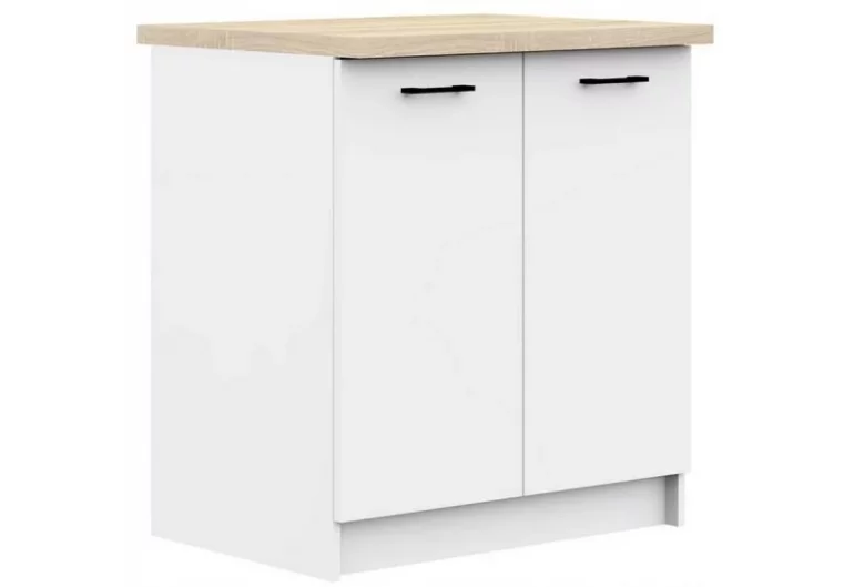 Küchenunterschrank mit Arbeitsplatte KOSTA S80 2D, 80x85,5x46/60, weiß/Sonoma