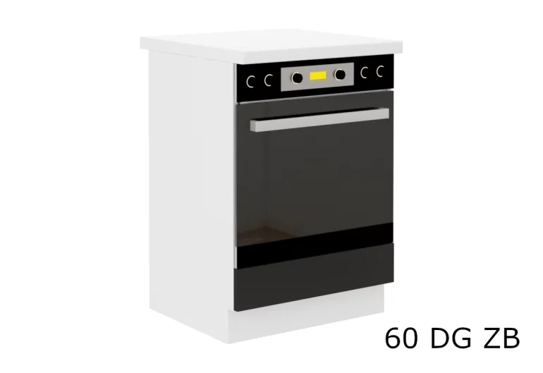Einbauschrank für Küche mit Arbeitsplatte EPSILON 60 DG ZB, 60x82x60, schwarz/weiß