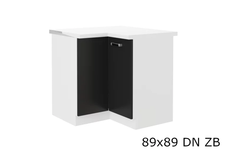 Eckunterschrank für Küche mit Arbeitsplatte EPSILON 89x89 DN ZB, 89/89x82x60, schwarz/weiß
