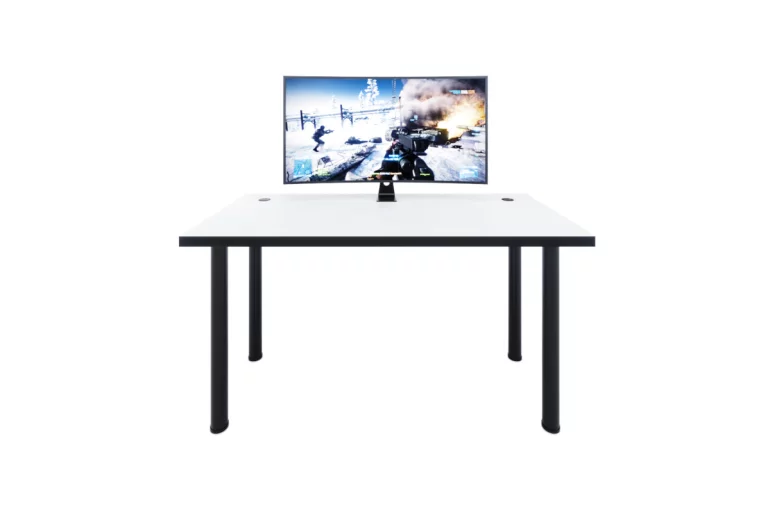 Gaming Tisch CODE X1, 135x73-76x65, weiß/schwarze Beine