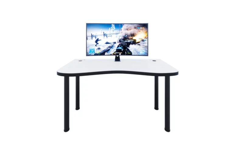 Gaming Tisch CODE Y2 s LED, 135x73-76x65, weiß/schwarze Beine