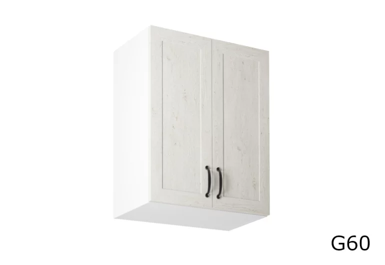 Zweitüriger Oberküchenschrank KINGDOM G60, 60x72x32, weiß skandinavische Kiefer/wilde Eiche