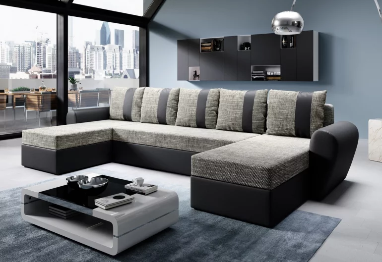 Sofa mit Schlaffunktion in U-Form TRINIDA, 310x88x140 cm, berlin01/madryt 1100