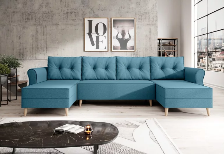 Sofa mit Schlaffunktion in U-Form VESUV, 300x90x140, malmo 85